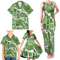 Hawaii Japanese Culture Sage Green Family Matching Tank Maxi Dress and Hawaiian Shirt Spring Cranes Aloha Pattern