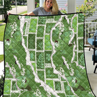 Hawaii Japanese Culture Sage Green Quilt Spring Cranes Aloha Pattern