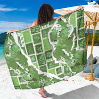 Hawaii Japanese Culture Sage Green Sarong Spring Cranes Aloha Pattern