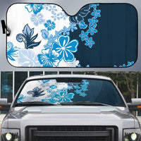 Blue Hibiscus Plumeria Floral Auto Sun Shade - Polynesian Pride