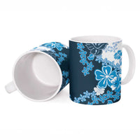 Blue Hibiscus Plumeria Floral Ceramic Mug - Polynesian Pride