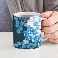 Blue Hibiscus Plumeria Floral Ceramic Mug - Polynesian Pride
