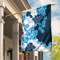 Blue Hibiscus Plumeria Floral Garden Flag - Polynesian Pride