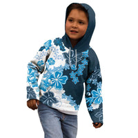 Blue Hibiscus Plumeria Floral Kid Hoodie LT01 - Polynesian Pride