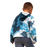 Blue Hibiscus Plumeria Floral Kid Hoodie LT01 - Polynesian Pride