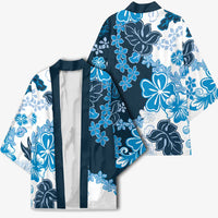 Blue Hibiscus Plumeria Floral Kimono - Polynesian Pride