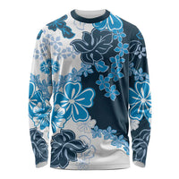Blue Hibiscus Plumeria Floral Long Sleeve Shirt LT01 Unisex Blue - Polynesian Pride