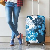 Blue Hibiscus Plumeria Floral Luggage Cover - Polynesian Pride