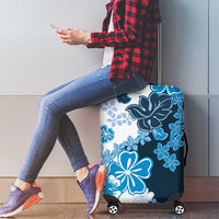 Blue Hibiscus Plumeria Floral Luggage Cover - Polynesian Pride