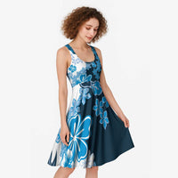 Blue Hibiscus Plumeria Floral Midi Dress - Polynesian Pride