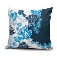 Blue Hibiscus Plumeria Floral Pillow Cover LT01 Blue - Polynesian Pride