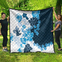 Blue Hibiscus Plumeria Floral Quilt - Polynesian Pride