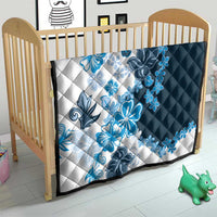 Blue Hibiscus Plumeria Floral Quilt - Polynesian Pride