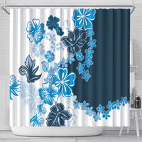 Blue Hibiscus Plumeria Floral Shower Curtain - Polynesian Pride