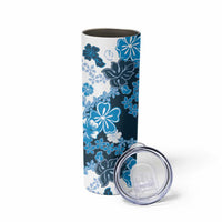 Blue Hibiscus Plumeria Floral Skinny Tumbler - Polynesian Pride