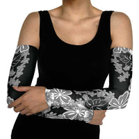 Gray Scale Hibiscus Plumeria Floral Arm Sleeves - Polynesian Pride