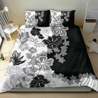 Gray Scale Hibiscus Plumeria Floral Bedding Set - Polynesian Pride