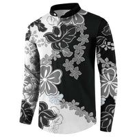 Gray Scale Hibiscus Plumeria Floral Button Sweatshirt LT01 - Polynesian Pride