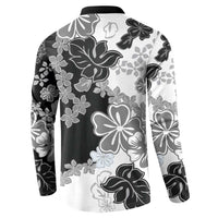 Gray Scale Hibiscus Plumeria Floral Button Sweatshirt LT01 - Polynesian Pride