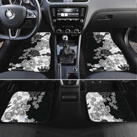 Gray Scale Hibiscus Plumeria Floral Car Mats - Polynesian Pride