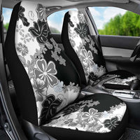 Gray Scale Hibiscus Plumeria Floral Car Seat Cover - Polynesian Pride
