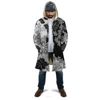 Gray Scale Hibiscus Plumeria Floral Cloak - Polynesian Pride