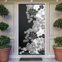 Gray Scale Hibiscus Plumeria Floral Door Cover - Polynesian Pride