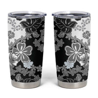 Gray Scale Hibiscus Plumeria Floral Tumbler Cup - Polynesian Pride