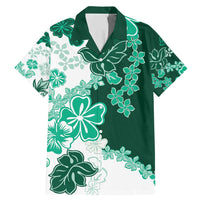 Green Hibiscus Plumeria Floral Family Matching Mermaid Dress and Hawaiian Shirt - Polynesian Pride