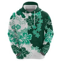 Green Hibiscus Plumeria Floral Hoodie - Polynesian Pride