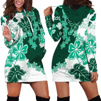 Green Hibiscus Plumeria Floral Hoodie Dress - Polynesian Pride