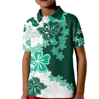 Green Hibiscus Plumeria Floral Kid Polo Shirt LT01 Kid Green - Polynesian Pride
