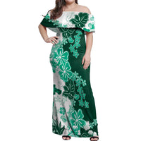 Green Hibiscus Plumeria Floral Off Shoulder Maxi Dress LT01 Women Green - Polynesian Pride