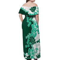 Green Hibiscus Plumeria Floral Off Shoulder Maxi Dress LT01 - Polynesian Pride