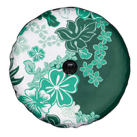 Green Hibiscus Plumeria Floral Spare Tire Cover - Polynesian Pride