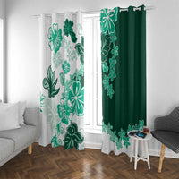 Green Hibiscus Plumeria Floral Window Curtain - Polynesian Pride