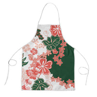 Green Orange Hibiscus Plumeria Floral Apron LT01 Orange - Polynesian Pride