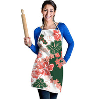 Green Orange Hibiscus Plumeria Floral Apron LT01 - Polynesian Pride