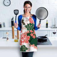 Green Orange Hibiscus Plumeria Floral Apron LT01 - Polynesian Pride