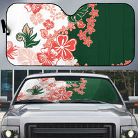 Green Orange Hibiscus Plumeria Floral Auto Sun Shade - Polynesian Pride