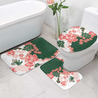 Green Orange Hibiscus Plumeria Floral Bathroom Set - Polynesian Pride
