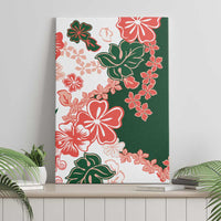 Green Orange Hibiscus Plumeria Floral Canvas Wall Art - Polynesian Pride