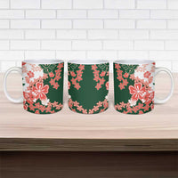 Green Orange Hibiscus Plumeria Floral Ceramic Mug - Polynesian Pride