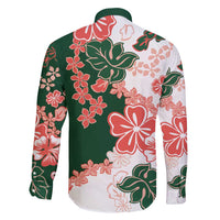 Green Orange Hibiscus Plumeria Floral Family Matching Puletasi and Hawaiian Shirt - Polynesian Pride