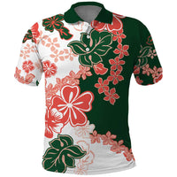 Green Orange Hibiscus Plumeria Floral Polo Shirt LT01 Orange - Polynesian Pride