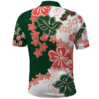 Green Orange Hibiscus Plumeria Floral Polo Shirt LT01 - Polynesian Pride