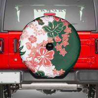 Green Orange Hibiscus Plumeria Floral Spare Tire Cover - Polynesian Pride