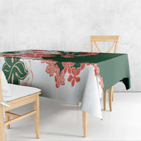 Green Orange Hibiscus Plumeria Floral Tablecloth - Polynesian Pride