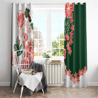 Green Orange Hibiscus Plumeria Floral Window Curtain - Polynesian Pride