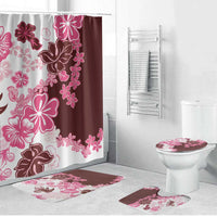 Pink Hibiscus Plumeria Floral Bathroom Set - Polynesian Pride